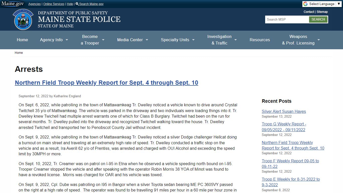 Arrests | Maine State Police